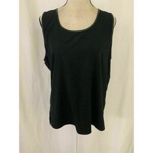 Dkny Womens Solid Black Scoop Neck Tank Top XL